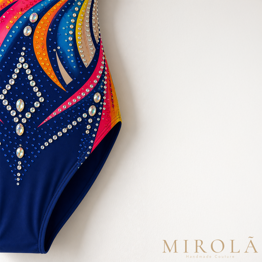 Phoenix artistic swimming suit — crystal hip detail