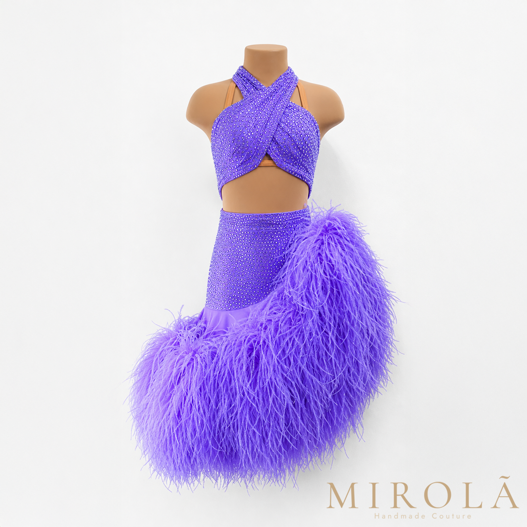 Amethyst Latin dance competition costume — front view