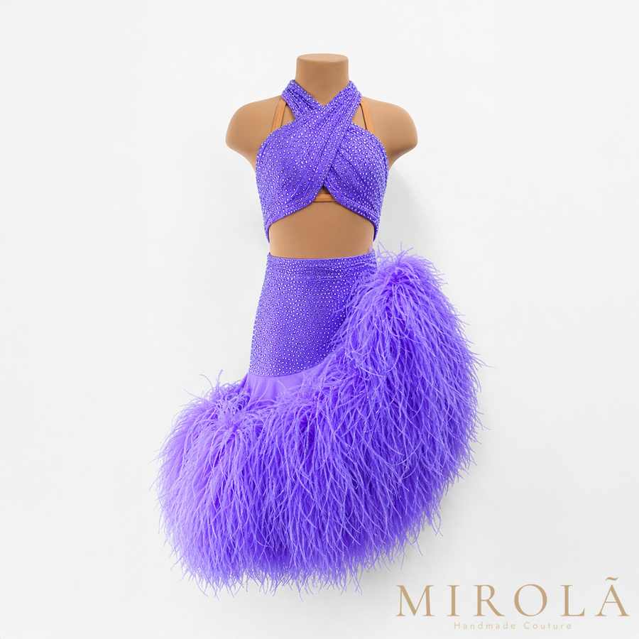Amethyst Latin dance competition costume — front view