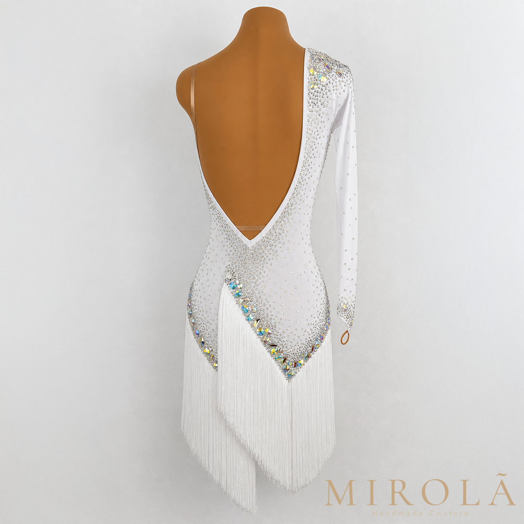 Pearl Latin dance competition dress — back view