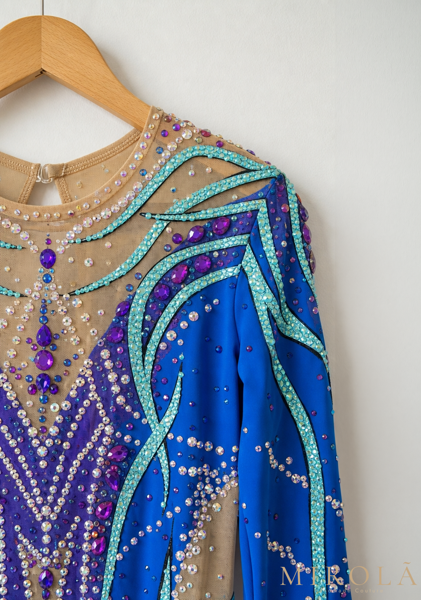 Safir rhythmic gymnastics competition leotard — bodice detail