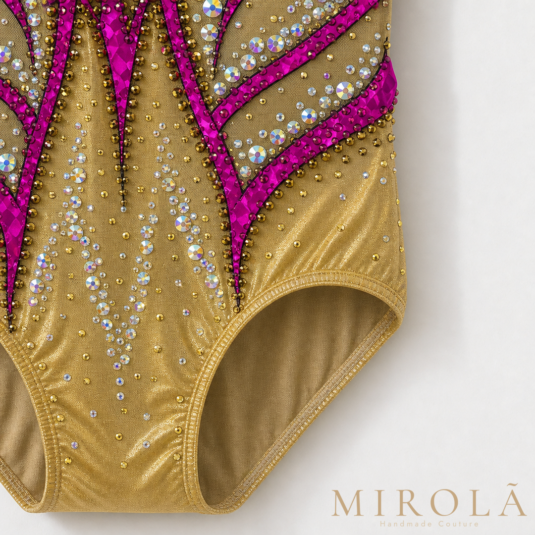 Topaz rhythmic gymnastics leotard — hem detail